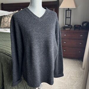 Banana Republic Dark Gray V-Neck Sweater